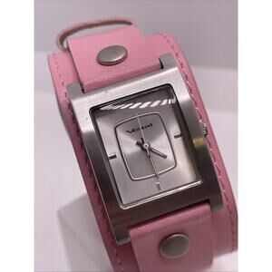 Vestal Womens Silver Pink Watch Worn Band Works New Battery